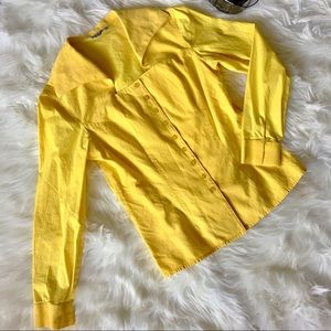 💛 Unique Yellow Angled Collar Button-Up